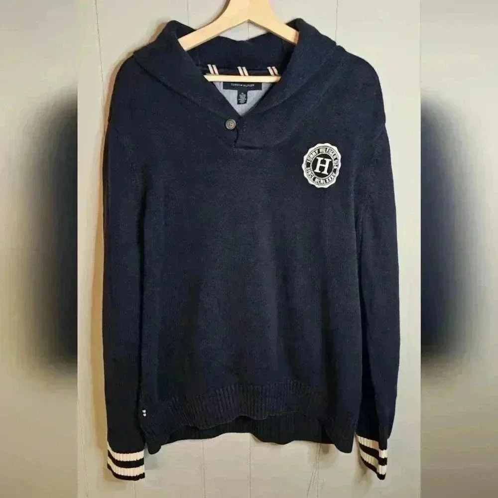 Navy Tommy Hilfiger Sweater with Crest, XL